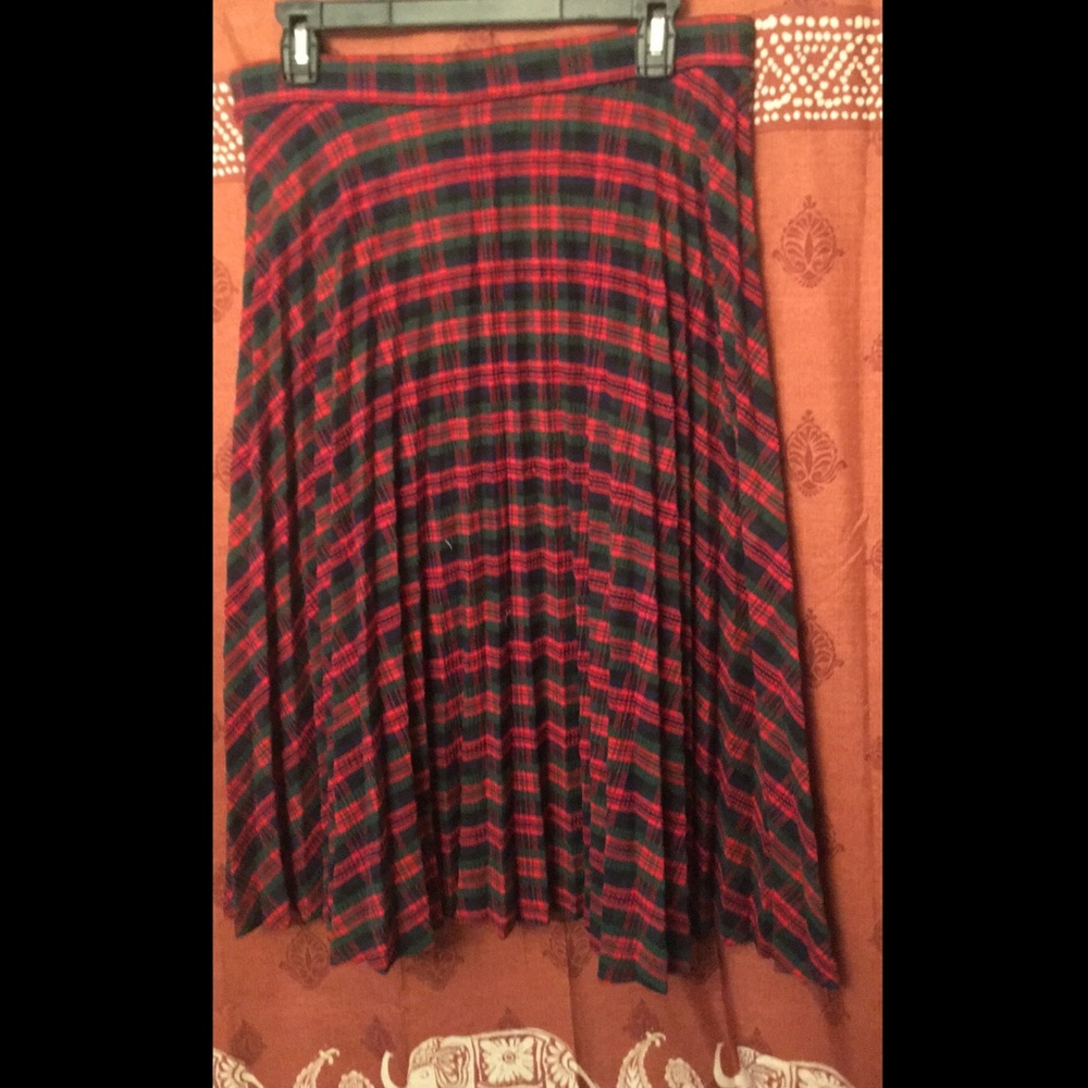 Vintage Plaid Midi Skirt