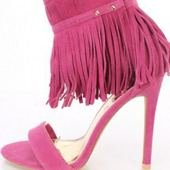 Fuschia Fringe Heel - Picture 2 of 3
