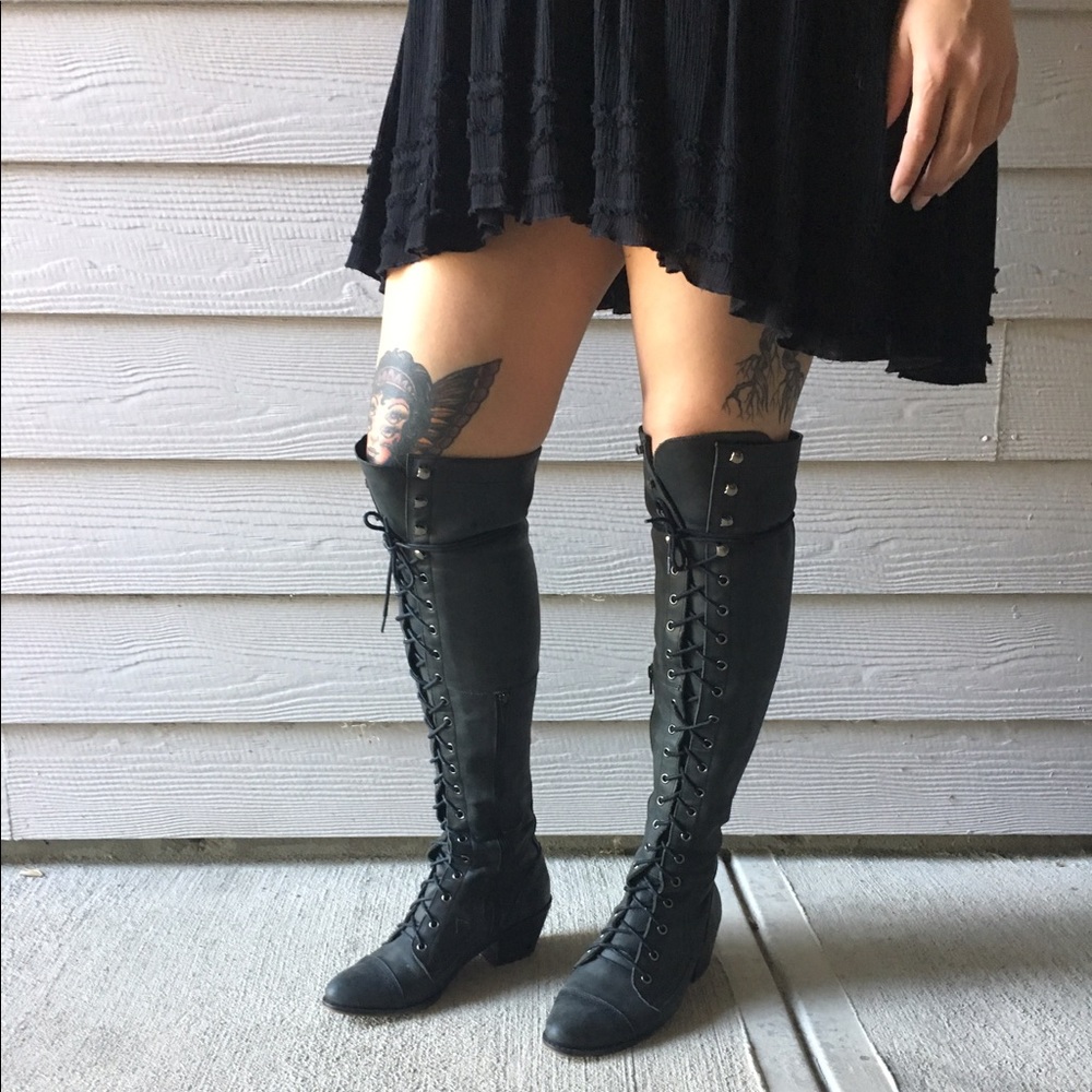 Free People Joe Lace Up Boot Black