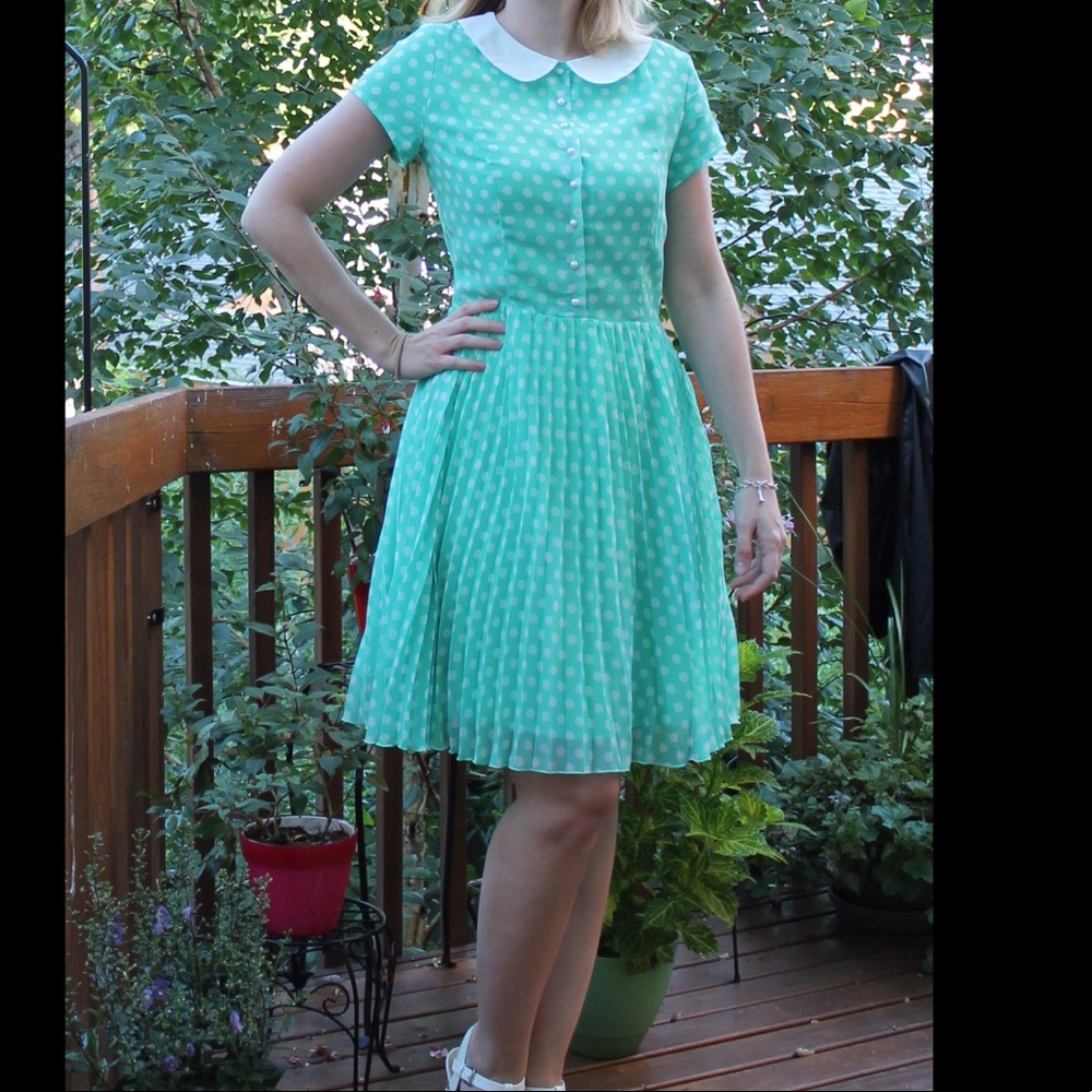 Shabby Apple Teal Polka Dot Dress