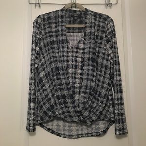 Alfani Navy Blue & White Long Sleeved Blouse