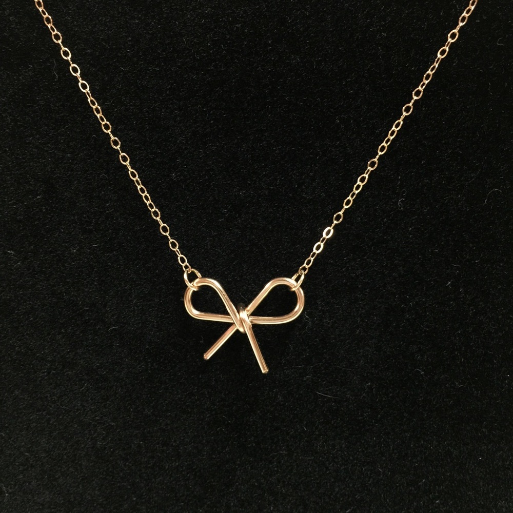 14K Rose Gold Filled Bow Necklace