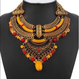 Antique Metal and bead necklace