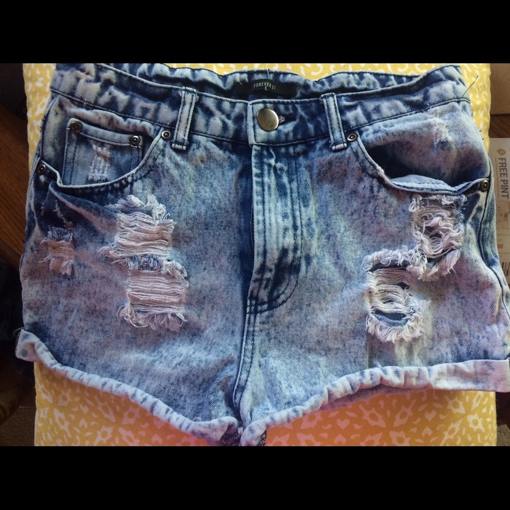 Distressed Denim Shorts