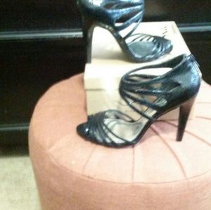Black Cutout Peeptoe Shootie Pumps