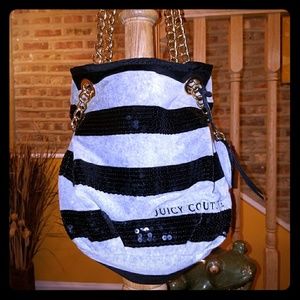 Juicy Couture Black Sequin & Gray Velour Purse