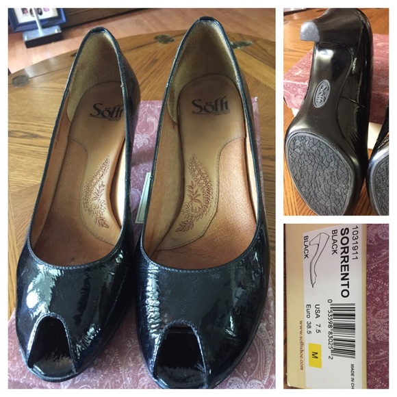 Söfft® Peep-Toe Black Patent Leather Shoes Pumps - Picture 7 of 7