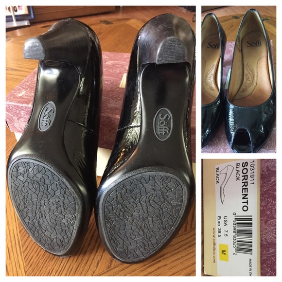 Söfft® Peep-Toe Black Patent Leather Shoes Pumps - Picture 4 of 7