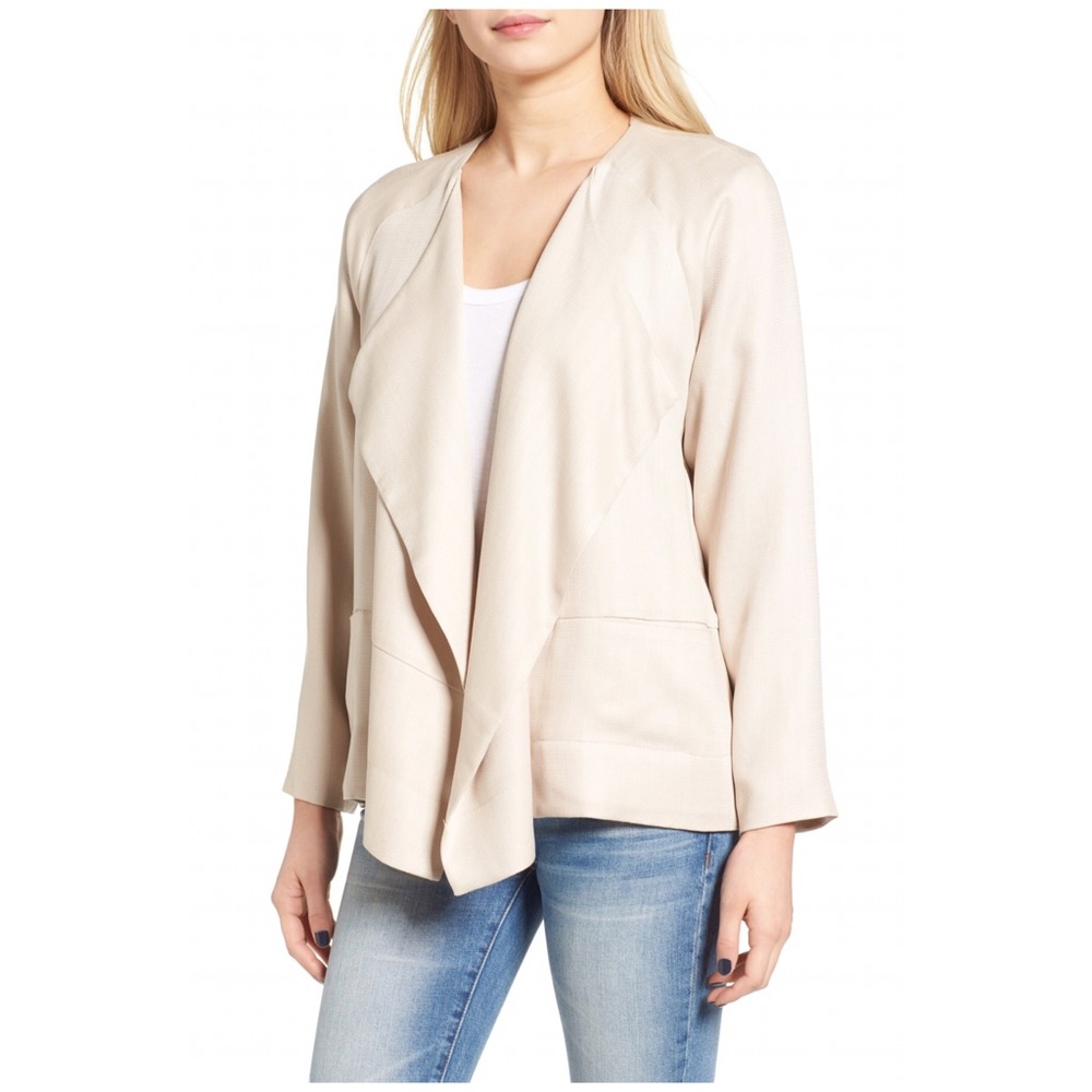 Taupe Drape Front Ultra-soft Blazer Jacket - Picture 1 of 5