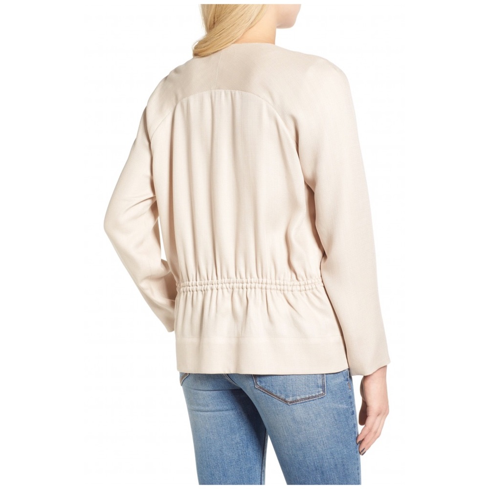 Taupe Drape Front Ultra-soft Blazer Jacket - Picture 3 of 5
