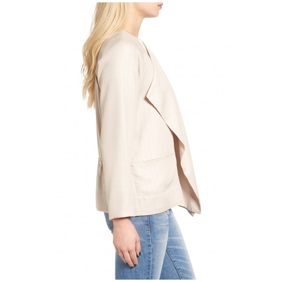 Taupe Drape Front Ultra-soft Blazer Jacket - Picture 2 of 5