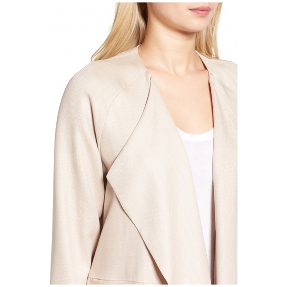 Taupe Drape Front Ultra-soft Blazer Jacket - Picture 4 of 5