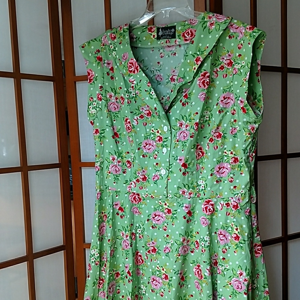 Mint floral tea dress shirt dress polka dot NWOT