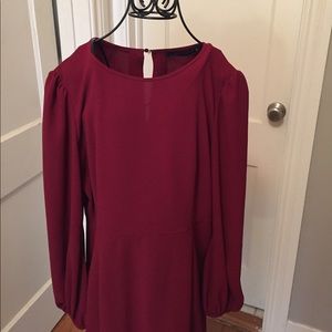 ZARA burgundy dress w/ blousey sleeves. Size L.