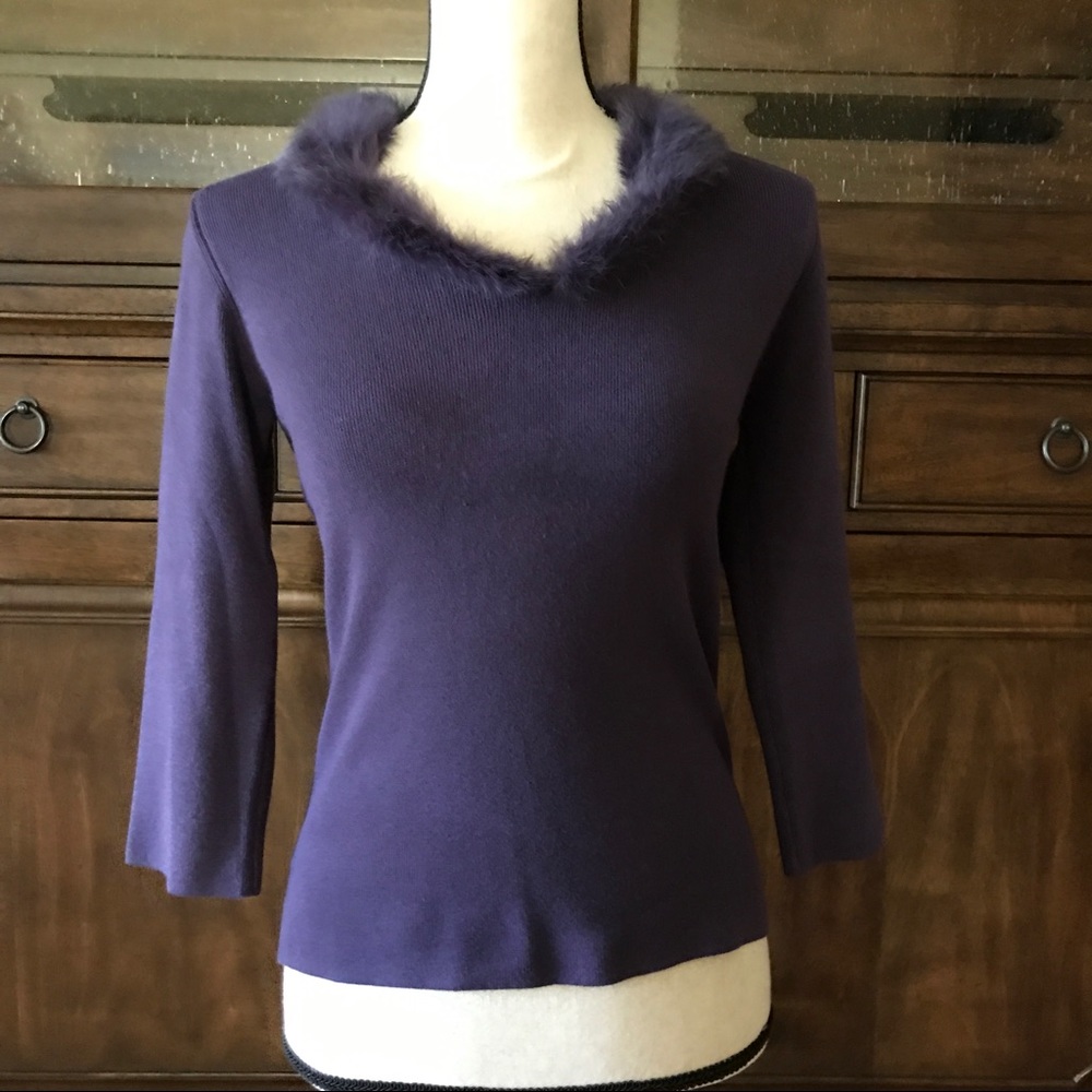 Michelle Nicole P/M EggPlant Sweater NecklineFur
