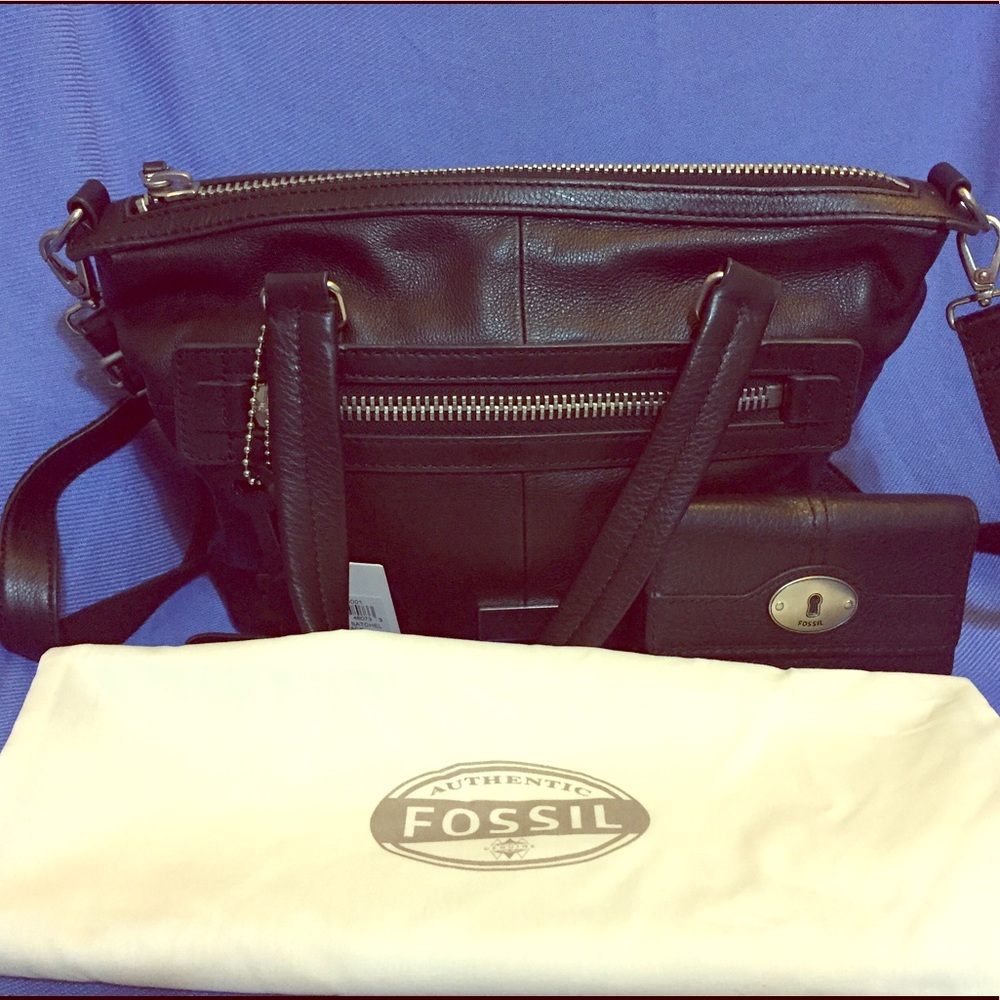 🗝FOSSIL Dawson Satchel & Wristlet Set🗝