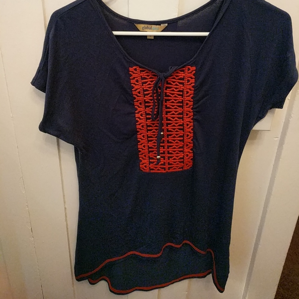 Navy and orange top