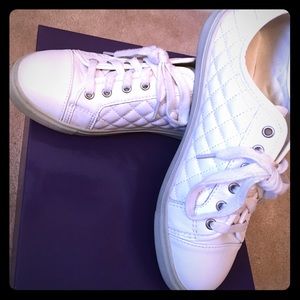 White Madden Girl quilted lace up sneakers