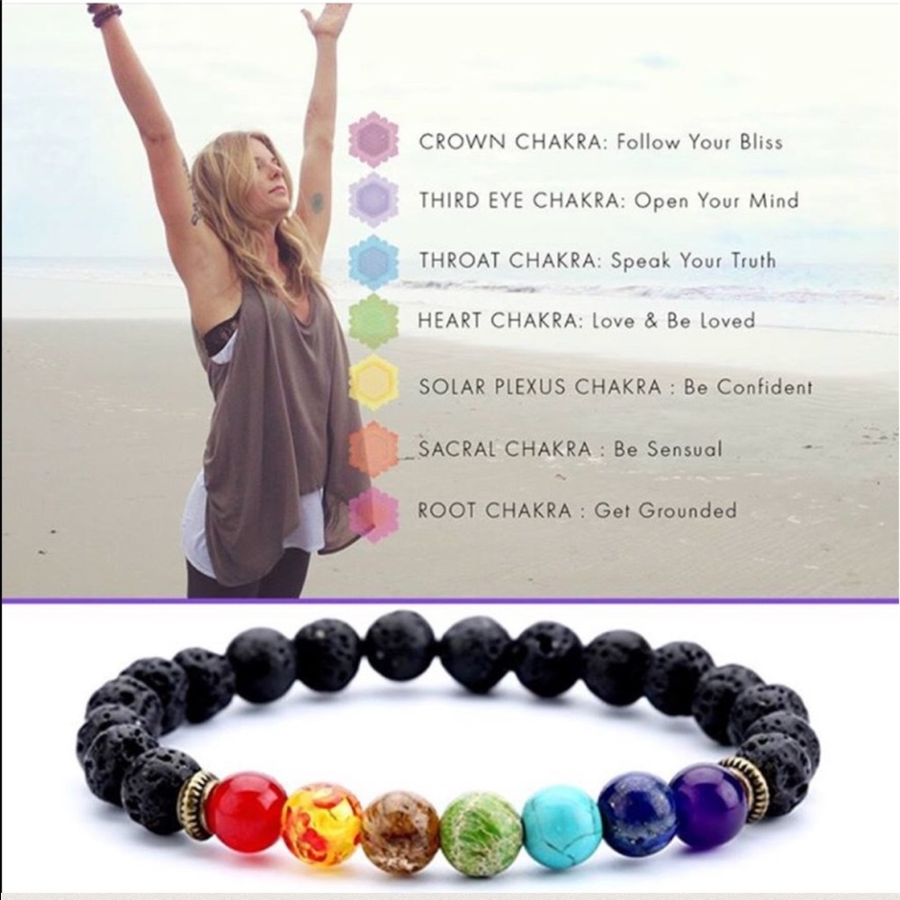 CLEARANCE! Healing 7 chakra & lava rock bracelet