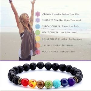 CLEARANCE! Healing 7 chakra & lava rock bracelet