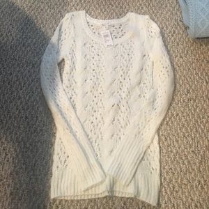 Delia's open weave sweater with silver thread
