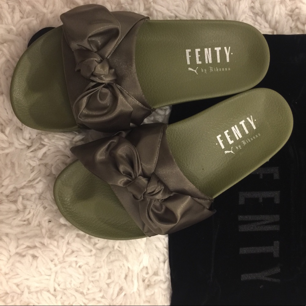 Authentic Puma Rihanna Fenty OliveGreen Bow Slides