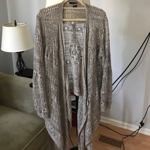 DKNY JEANS sweater gold beige white L runs large