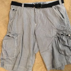 Blue and white stripe  men's cargo shorts