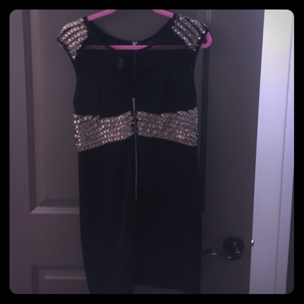 Silver Sequenced Black Dress