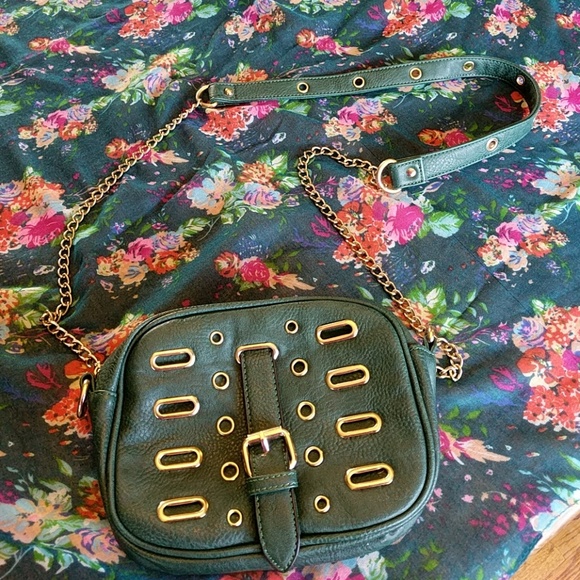 Deep emerald crossbody with gold accents - Picture 2 of 6