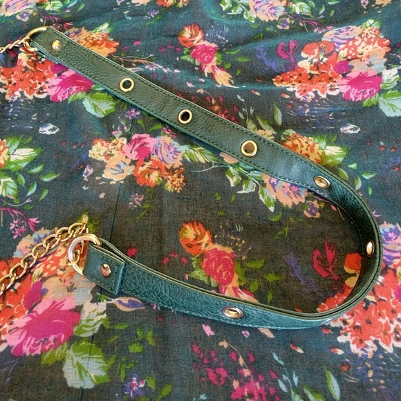 Deep emerald crossbody with gold accents - Picture 3 of 6