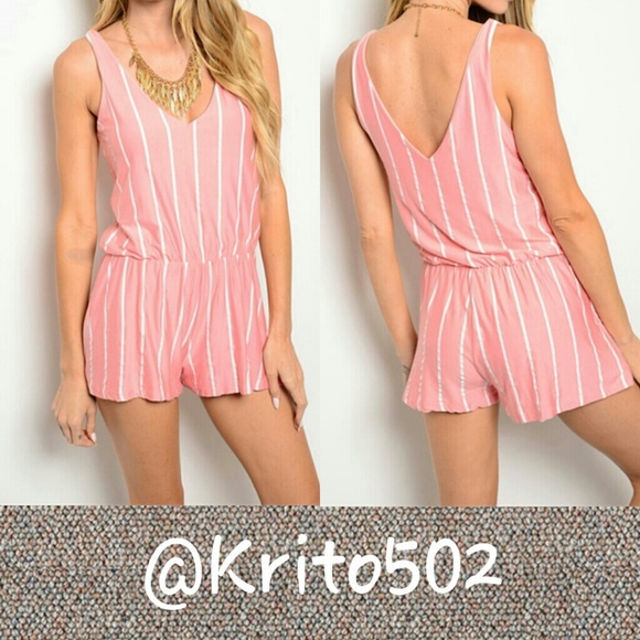 Size M 💟PINK WHITE ROMPER 💟 - Picture 4 of 5
