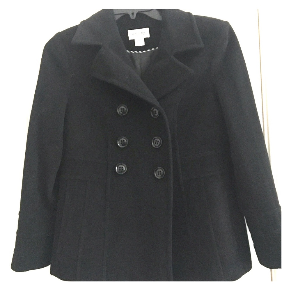 NWOT Black pea coat. Size small.