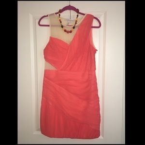 Tangerine party dress, BCBG