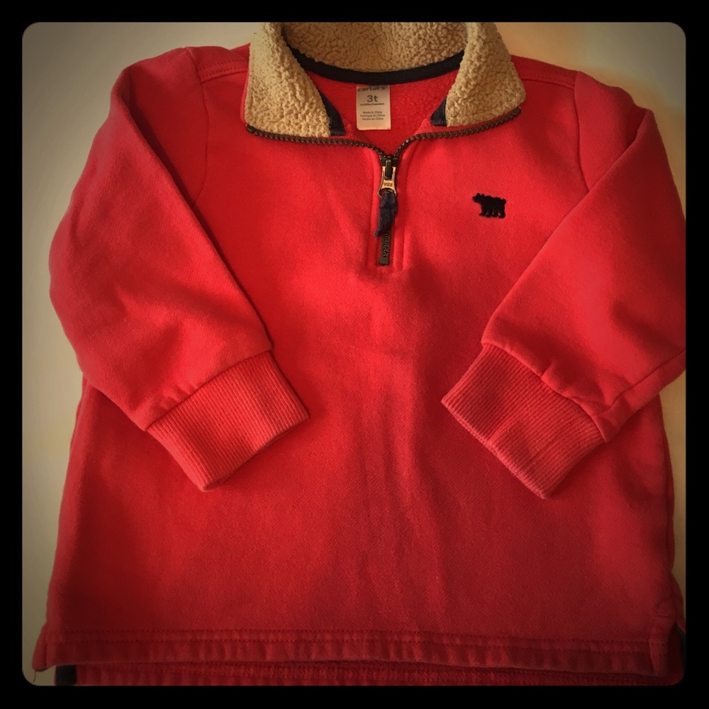 Boys Carter's coral fleece pullover w/tan collar