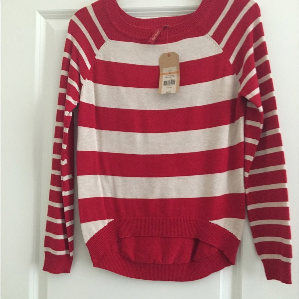 NWT red and camel striped sweater!