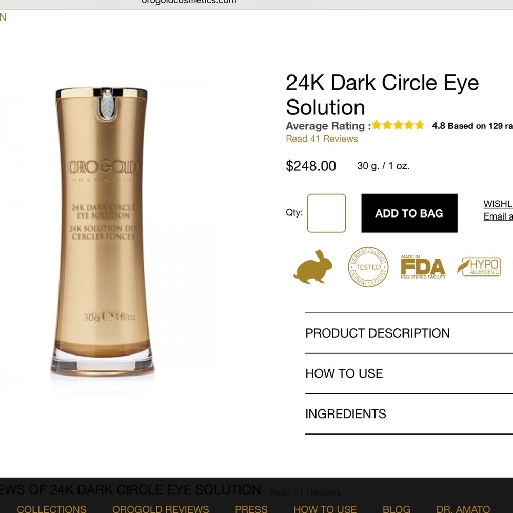 Orogold 24K Dark Circle Eye Solution