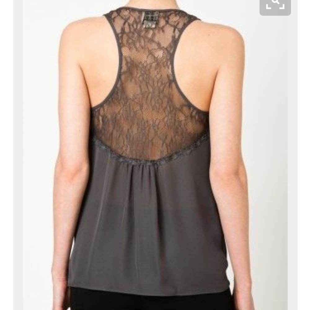 Haute Hippie cowl neck, lace back silk top