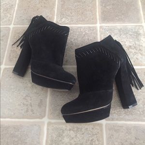 Black Velvet Heels with Tassels on the back