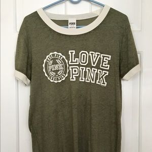 PINK Olive crew Tee Size L