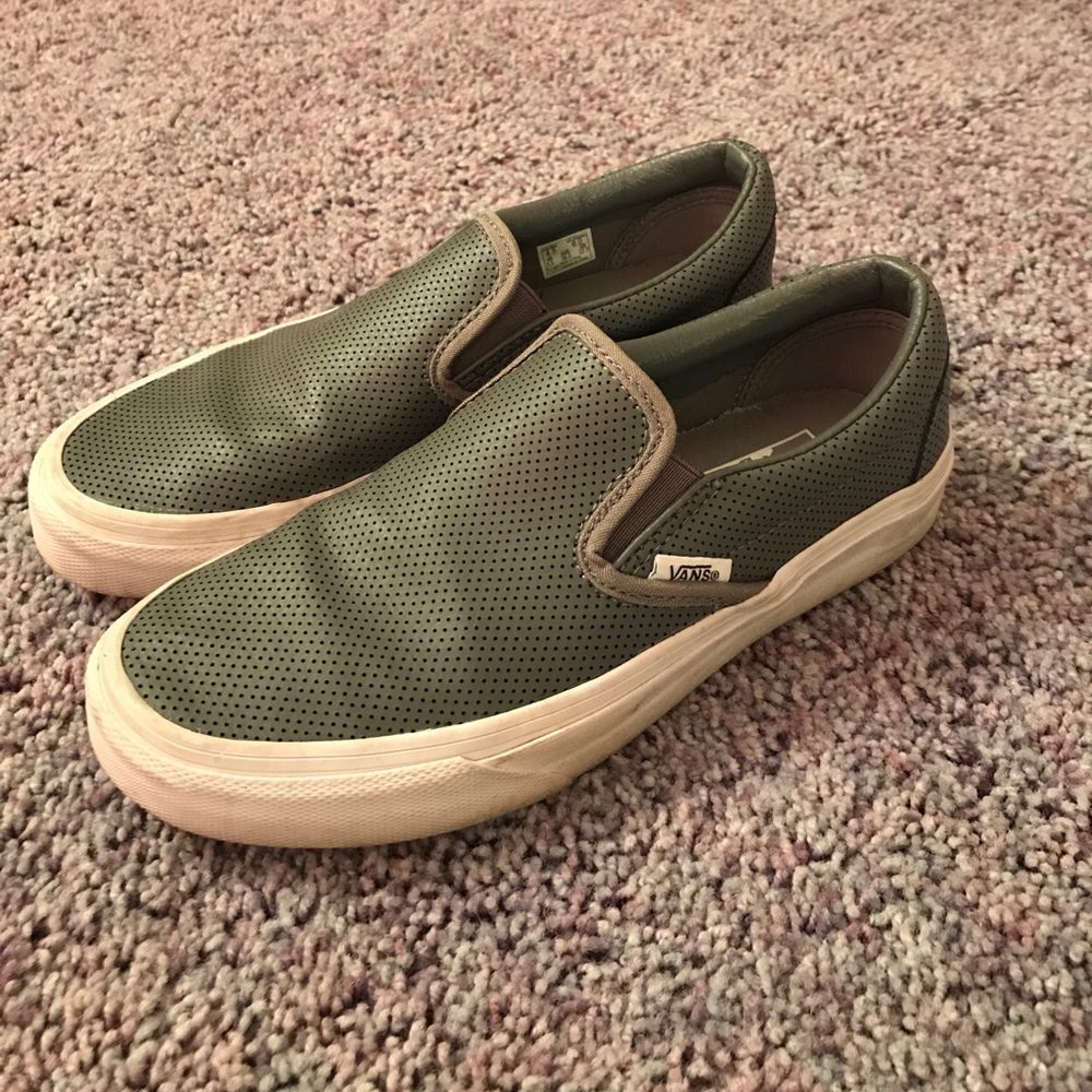 *sold*grey perforated slip on vans