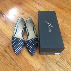 J.Crew Polka-dot Denim Sloan D'orsay Flats