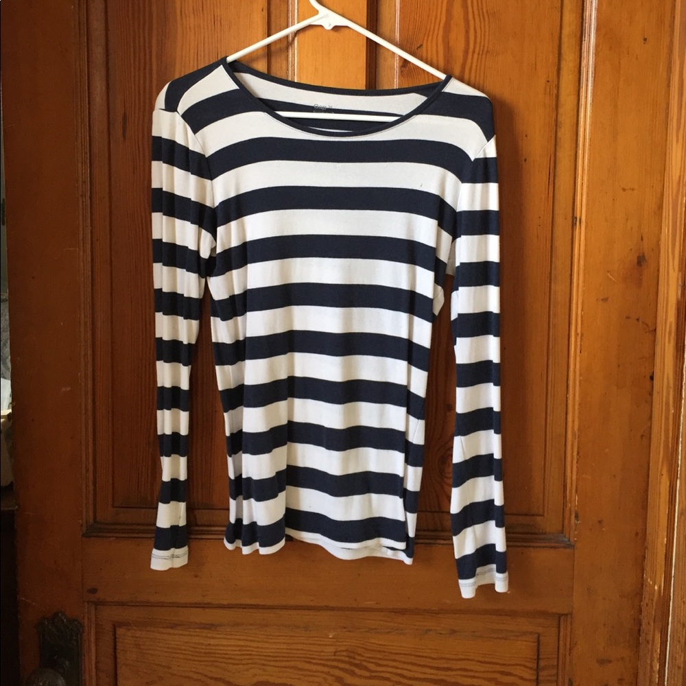 Gap navy and white striped shirt