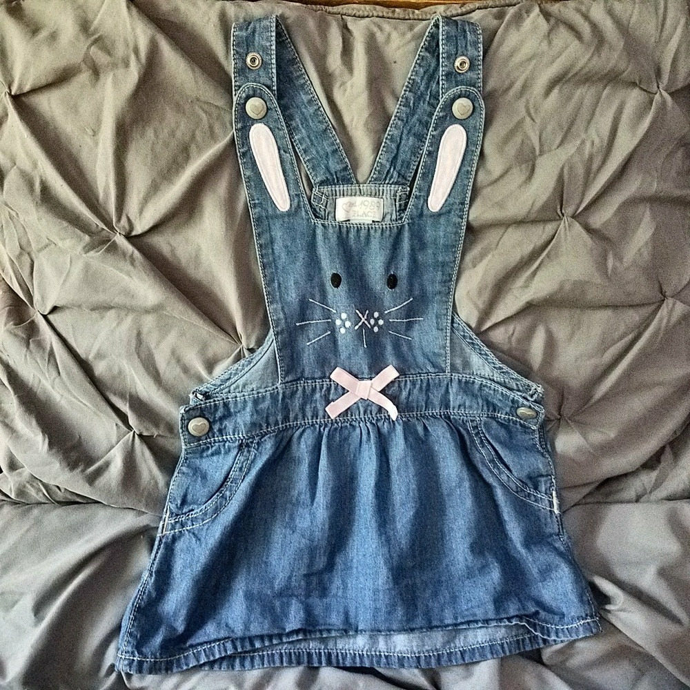 Adorable bunny skirt overalls