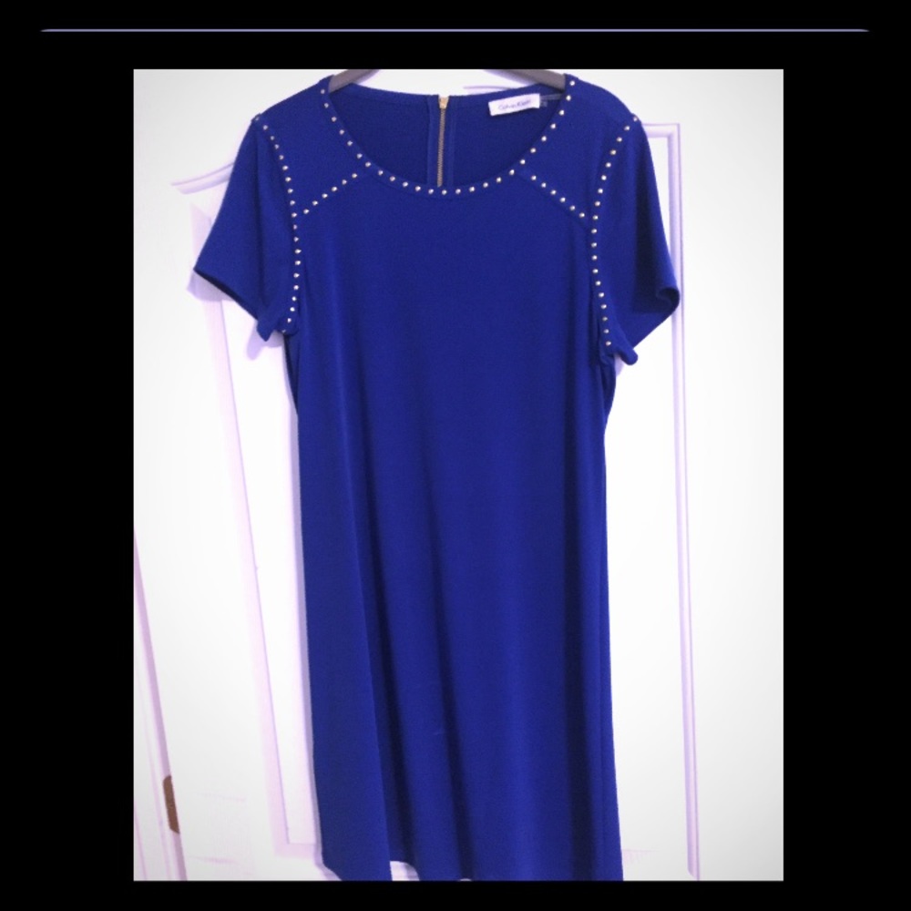 Calvin Klein royal blue and gold dress