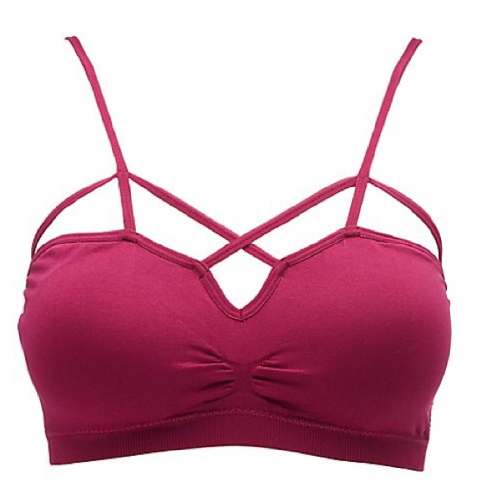 Charlotte Russe dark red caged bralette bandeau