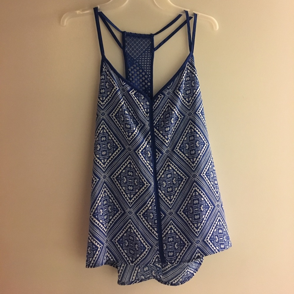 Blue printed tank top