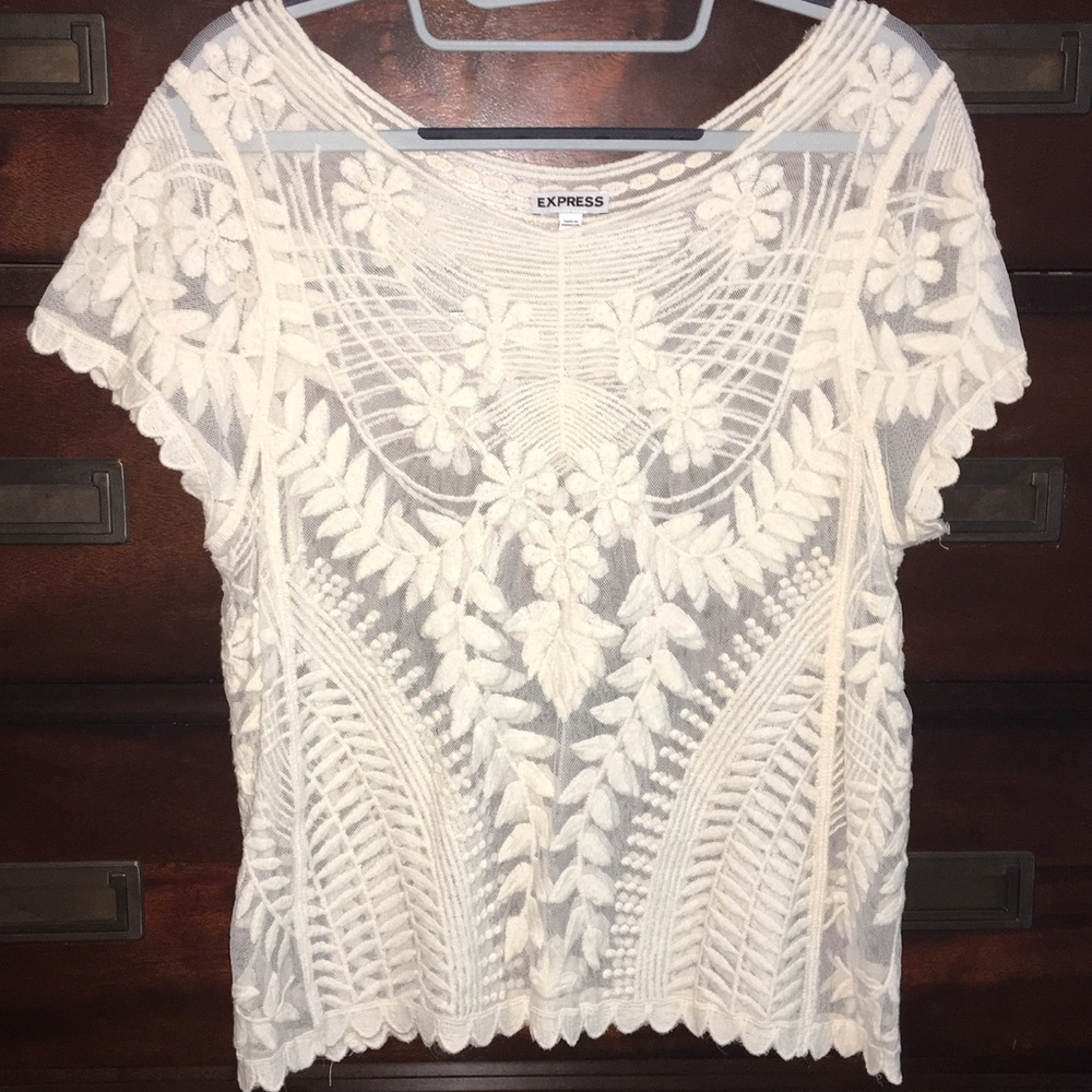 Express Mesh and Lace floral top