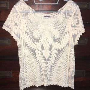 Express Mesh and Lace floral top