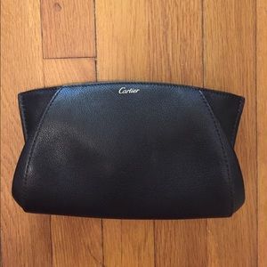 Authentic CARTIER small leather pouch in onyx
